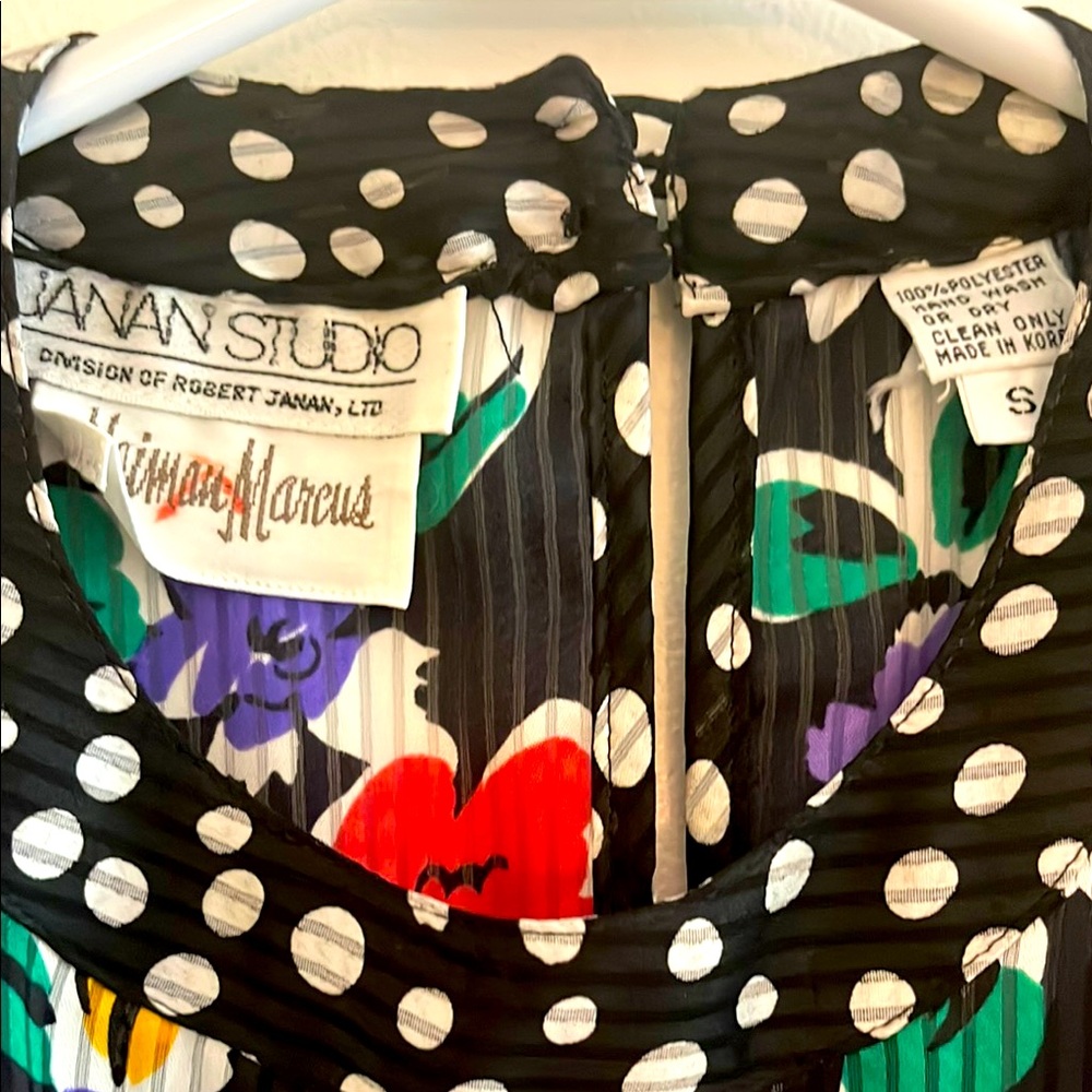 Janan Studio Polka Dot Floral Dress- Vintage Neiman Marcus